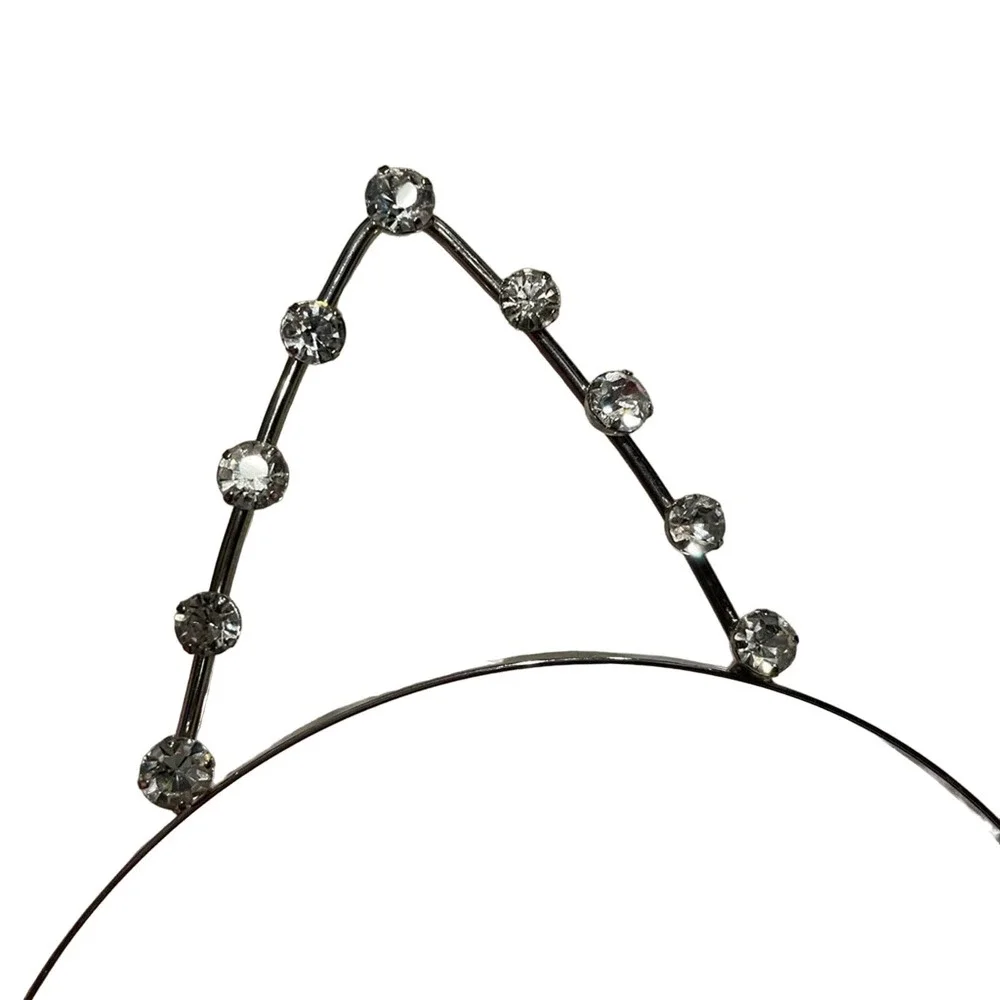 Rhinestone Cat Ear Headband - Silver